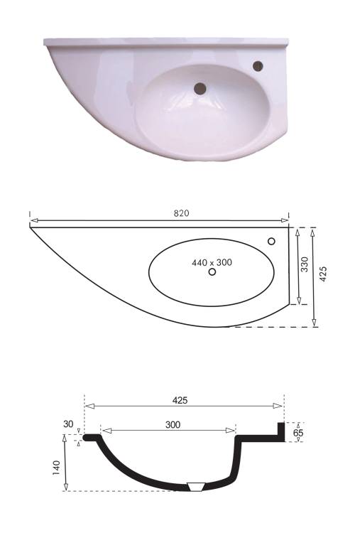 Plan vasque d'angle droite/gauche robinetterie déportée